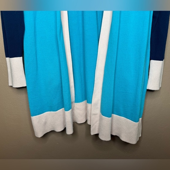 Lands' End Women's Turquoise and Navy Colorblock Duster Cardigan Bold Size XL - Picture 6 of 16
